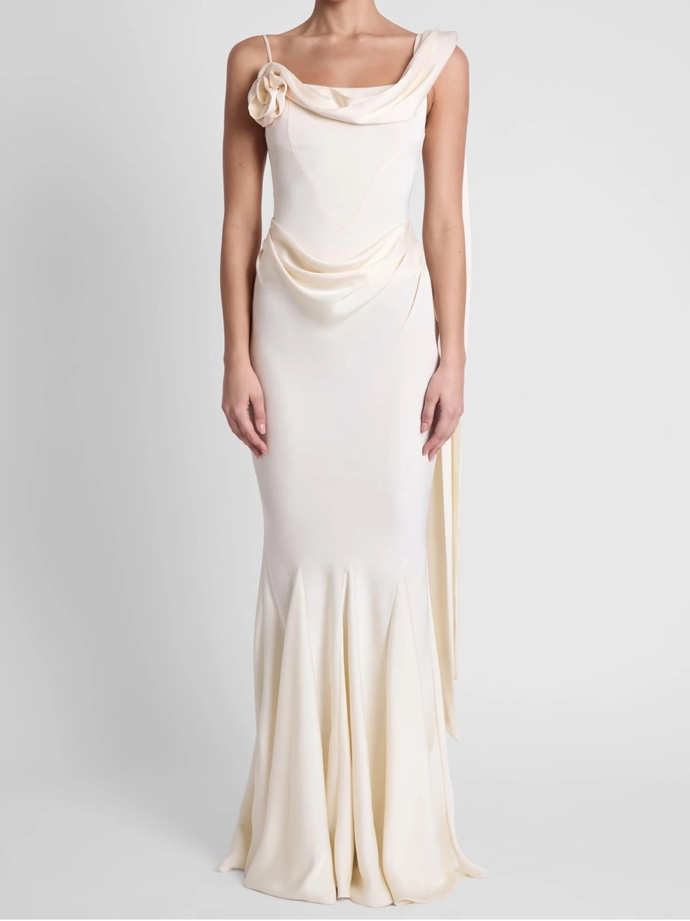 LEAU Celine Corset Drape Satin Gown